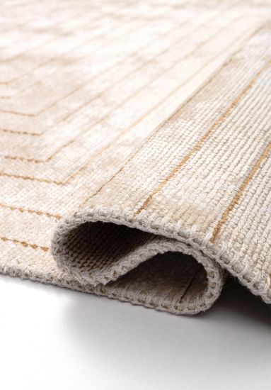 Phoenox Cream & Beige Geometric Living Room Rug