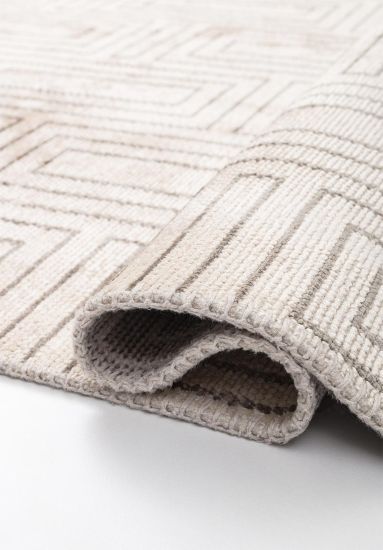 Eskew Cream & Grey Geometric Bedroom Rug