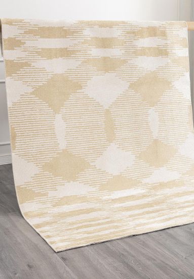 Elude Geometric Beige & Cream Living Room Rug