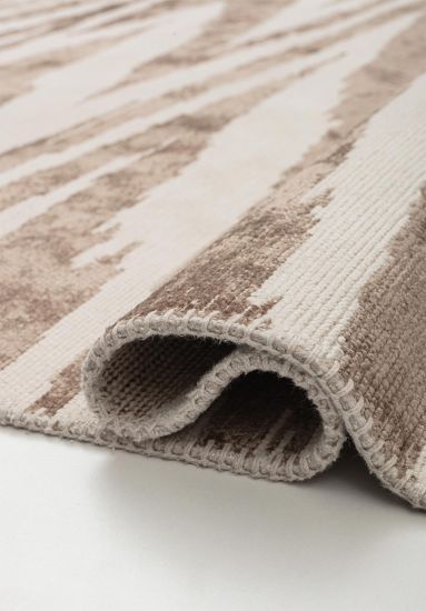 Eludee Cream & Brown Abstract Modern Rug