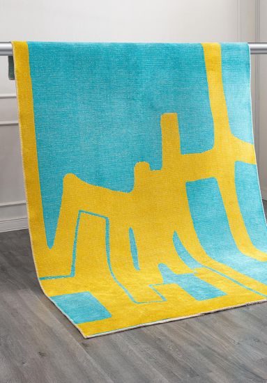 Eludee Abstract Blue & Yellow Modern Area Rug