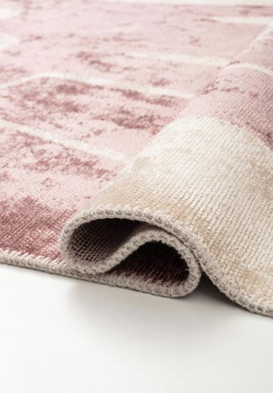 Eludee Cream & Pink Abstract Living Room Rug