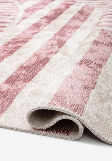 Cream & Pink Abstract Erina Area Rug