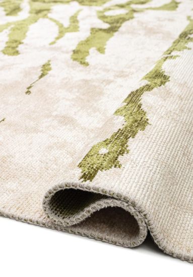 Stability Cream & Green Abstract Modern Rug