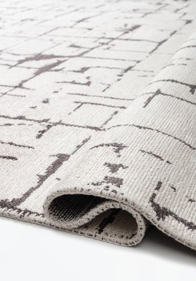 Cream & Grey Eclam Abstract Modern Rug