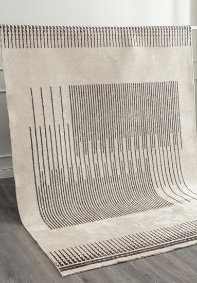 Cream & Brown Geometric Icra Dining Room Rug