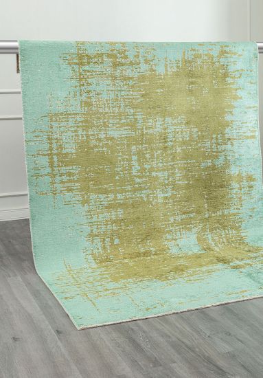 Iseeyou Abstract Green & Blue Modern Rug