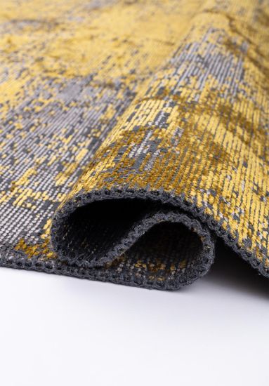 Living Room Area Floret Grey & Yellow Abstract Rug