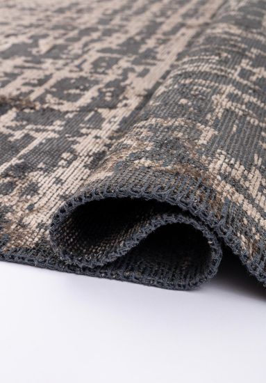 Abstract Tempest Black & Beige Living Room Rug