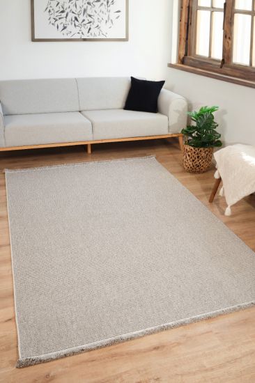 Loopi Grey Modern Plain Living Room Rug