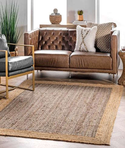 Naturael Brown Jute & Sisal Bordered Outdoor Area Rug