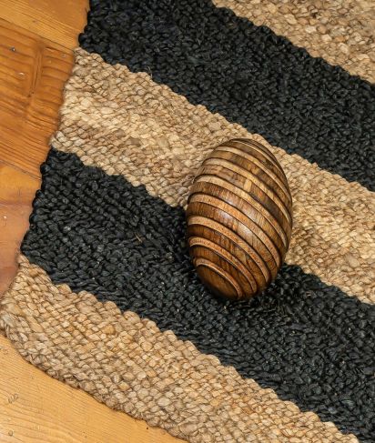Naturael Brown Black Jute & Sisal Stripes Outdoor Area Rug