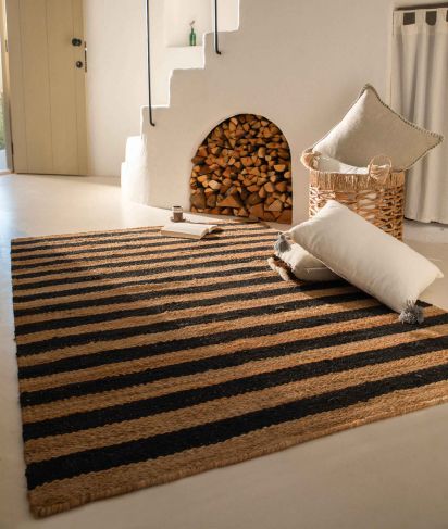 Naturael Brown Black Jute & Sisal Stripes Outdoor Area Rug