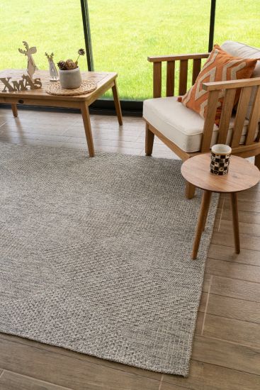 Rosalina Grey Cream Jute Outdoor Trellis Rug
