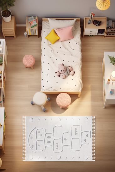 Sparcle Cream Grey Kids Living Room Rug
