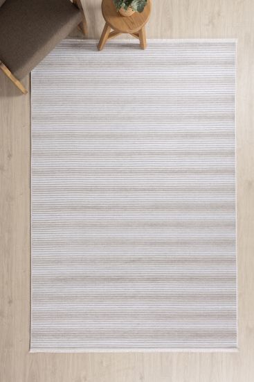 Aspen Cream Beige Stripes Outdoor Area Rug