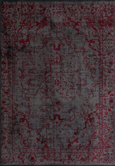 Vintage Eclog Modern Grey & Red Outdoor Rug
