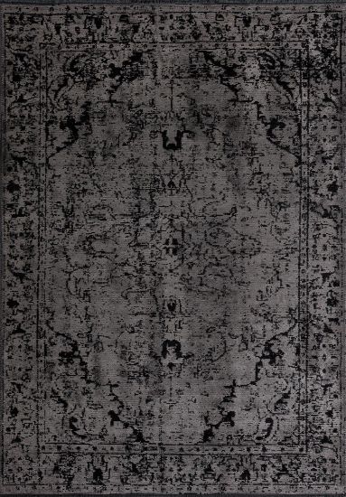 Eclog Grey & Black Vintage Dining Room Rug