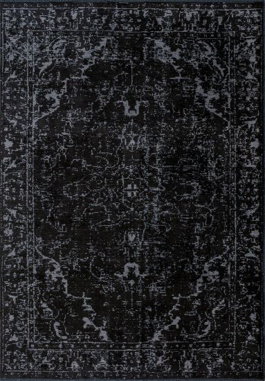 Eclog Black & Cream Vintage Dining Room Rug