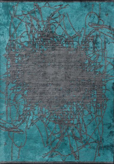 Hearthglow Blue Abstract Bedroom Rug