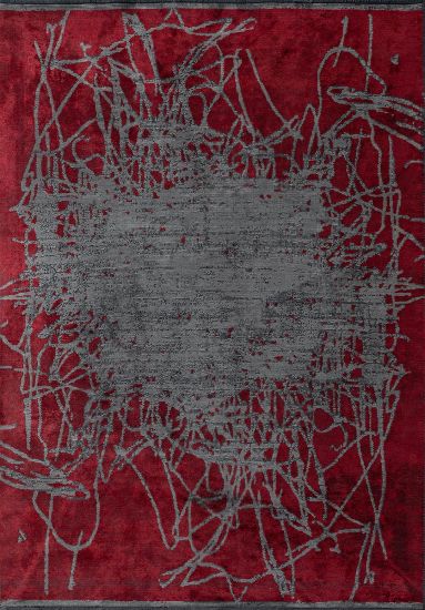 Hearthglow Red Abstract Living Room Rug