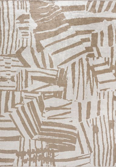 Shimmer Cream & Brown Abstract Area Rug