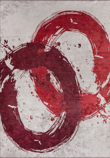 Geometric Red & Cream Grove Indoor Rug