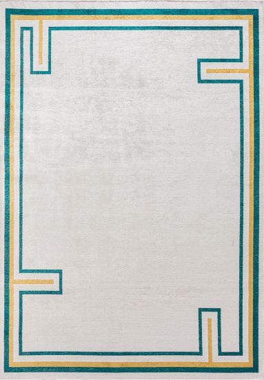Forest Cream Bordered Living Room Rug