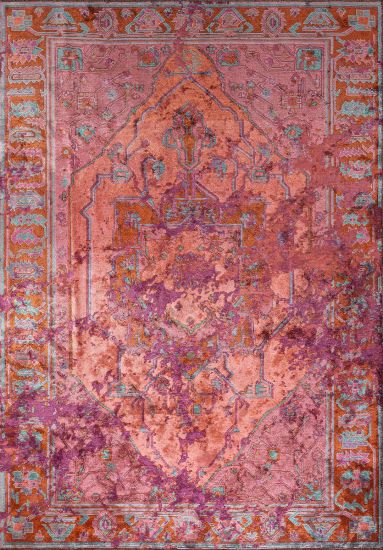 Oriental Pink Moonlight Living Room Rug
