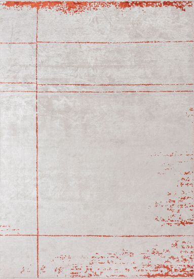Stone Grey & Orange Abstract Area Rug
