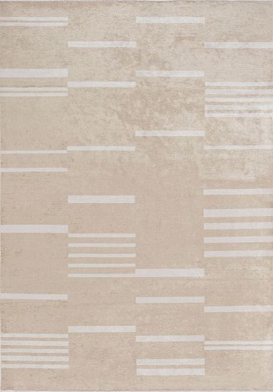 Geometric Beige Herringbone Modern Rug