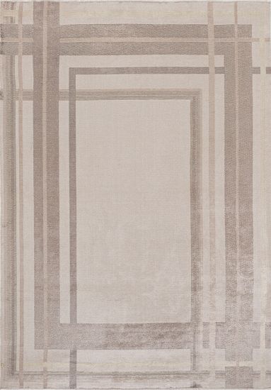 Garden Beige Bordered Living Room Rug