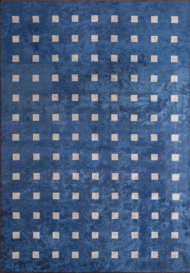 Zen Blue & Cream Geometric Living Room Rug