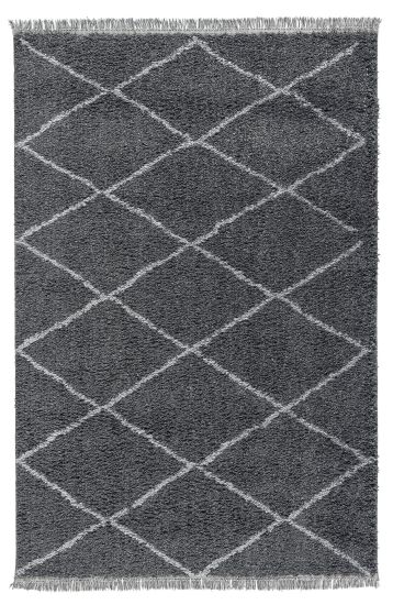 Fizzle Grey White Geometric Living Room Rug