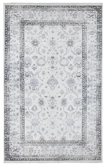 Exquisite White Black Vintage Living Room Rug