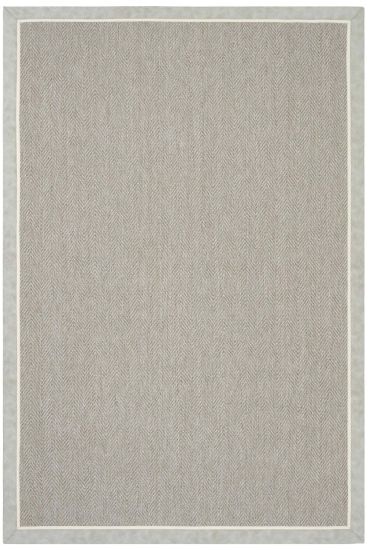 Sisal85 Beige Grey Plain Bordered Area Rug