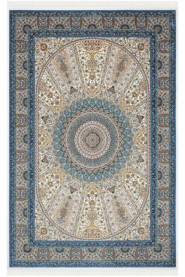 Zerabi85 Beige Blue Modern Oriental Living Room Rug