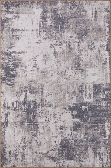 Baskili Cream Charcoal Abstract Bedroom Rug