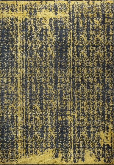 Saffron Yellow & Black Abstract Living Room Rug