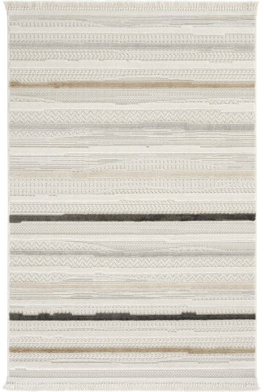 Arpeton Cream Beige Stripes Living Room Rug