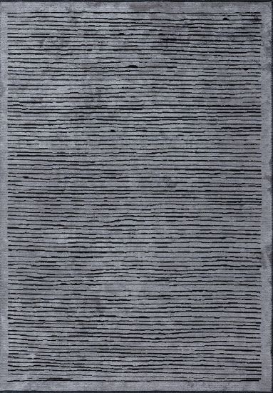 Utopia Black & Grey Striped Living Room Rug
