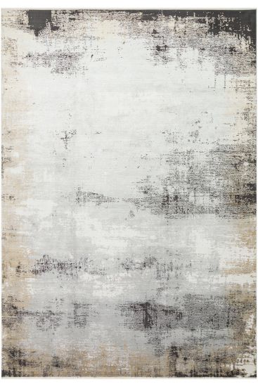 Quaptin Beige Charcoal Distressed Abstract Living Room Rug