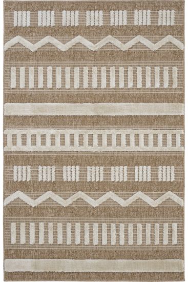 Saprite Brown Cream Geometric Scandi Indoor Rug