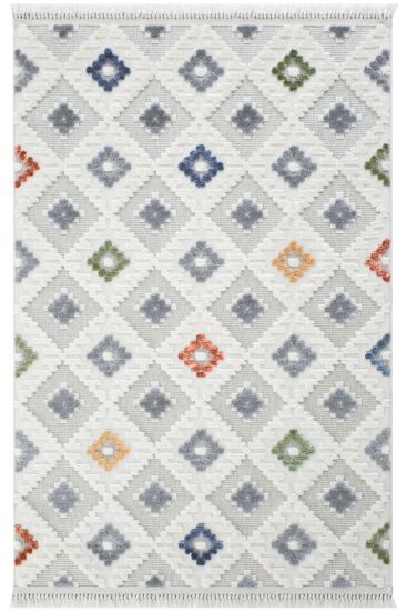 Piptara Cream Grey Damask Living Room Rug
