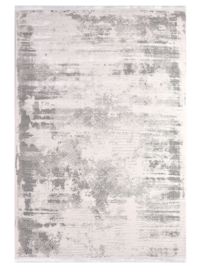 Crafted Cream & Black Geometric Living Room Rug