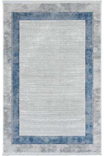 Nevada85 Grey Blue Oriental Bordered Bedroom Rug