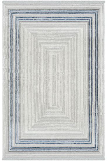 Nevada85 Grey Blue Modern Bordered Area Rug
