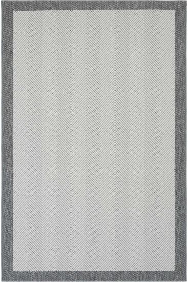 Easy85 Beige Grey Plain Bordered Bedroom Rug