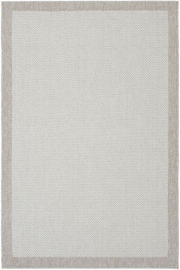 Easy85 Plain Bordered Beige Grey Bedroom Rug