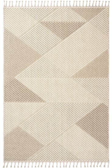 Breptis Beige Brown Geometric Bedroom Rug